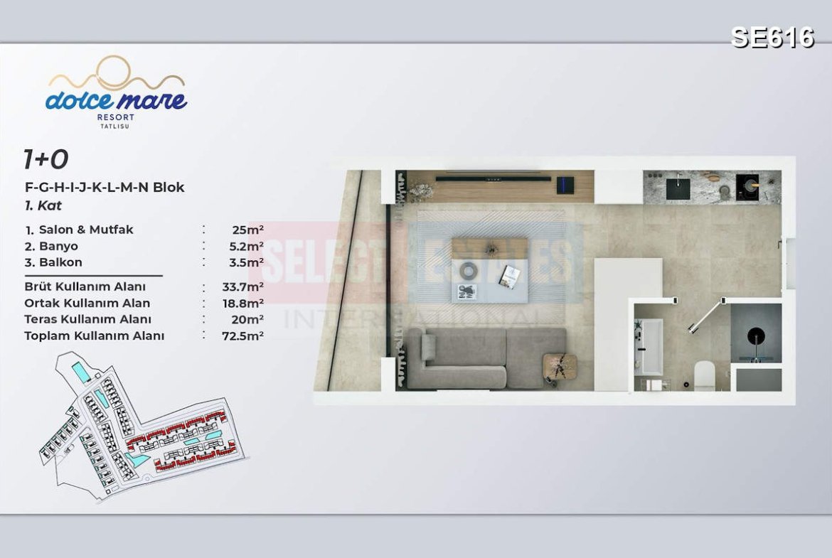 Modern Studio Apartment in Tatlısu