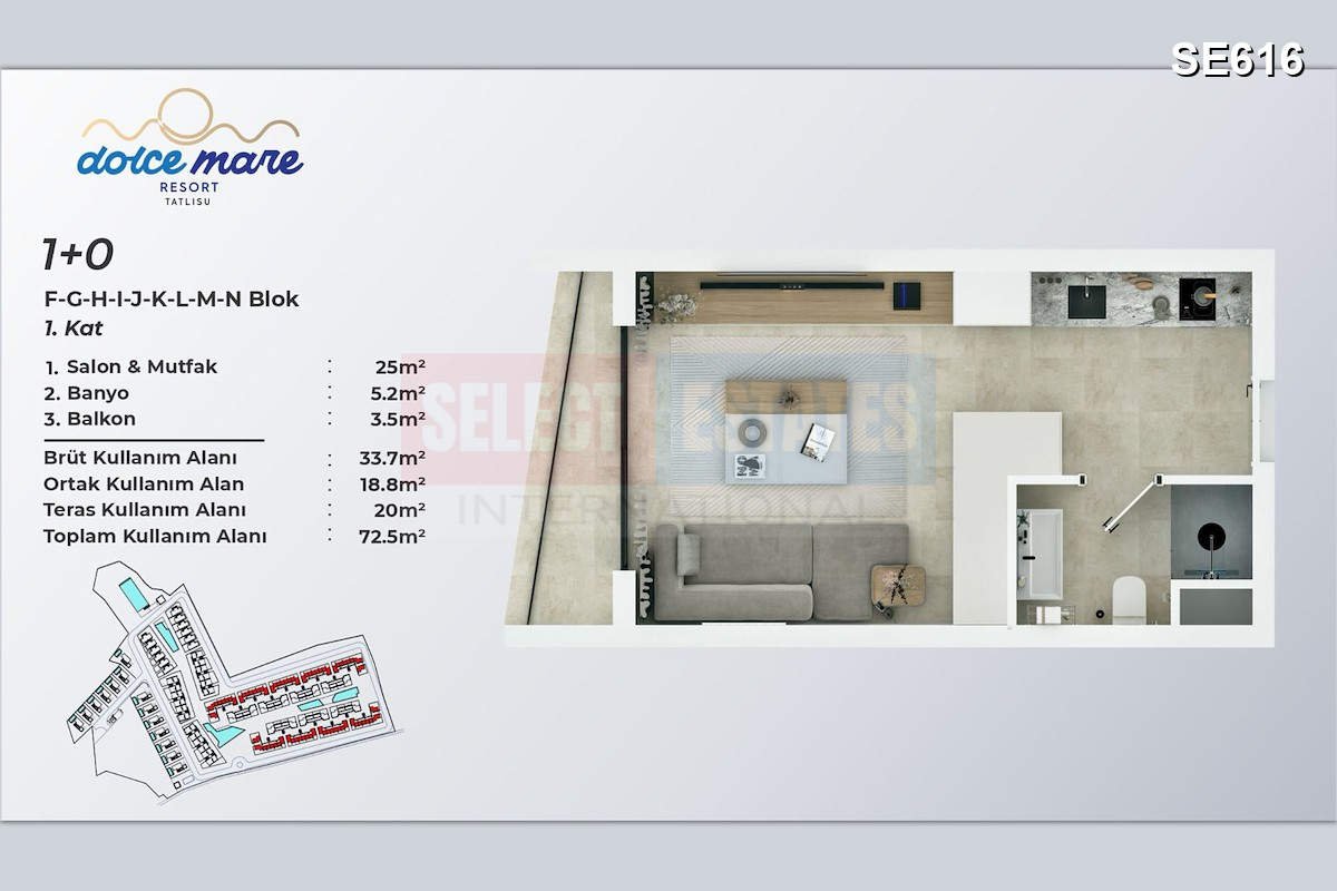 Modern Studio Apartment in Tatlısu