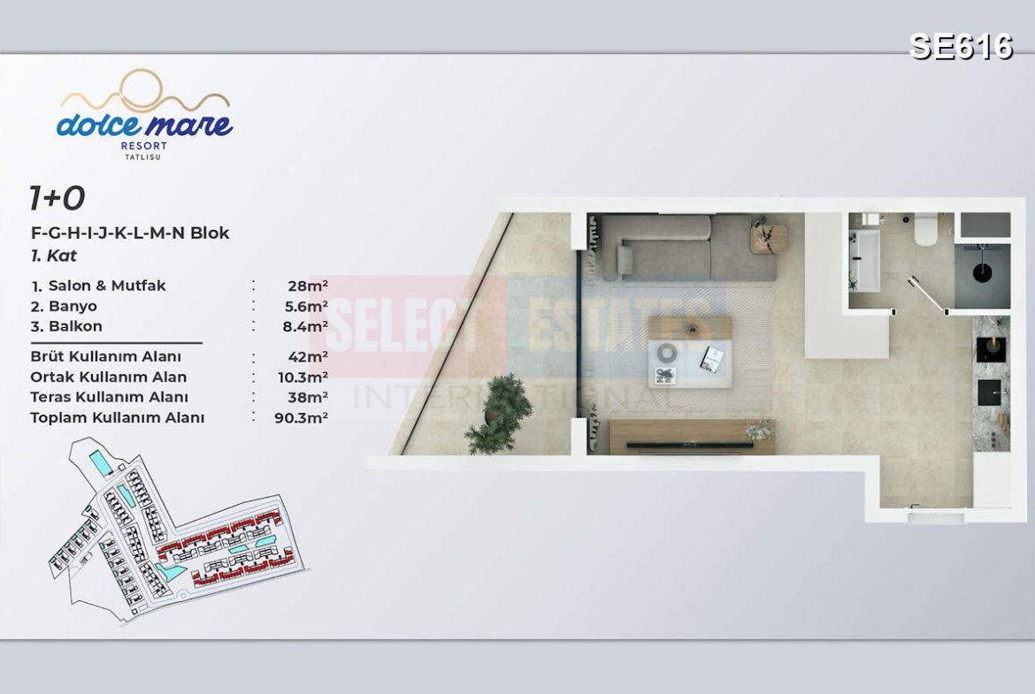 Modern Studio Apartment in Tatlısu