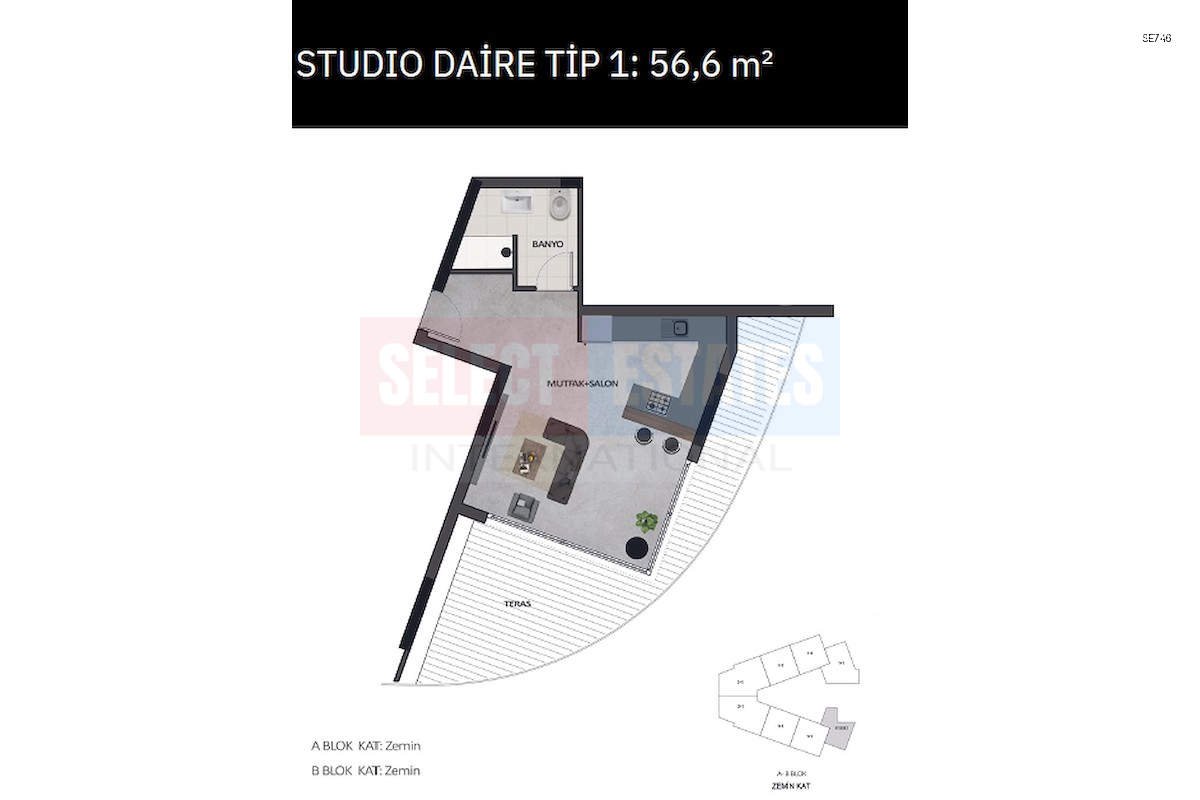 Modern Sea View Studio in Gaziveren