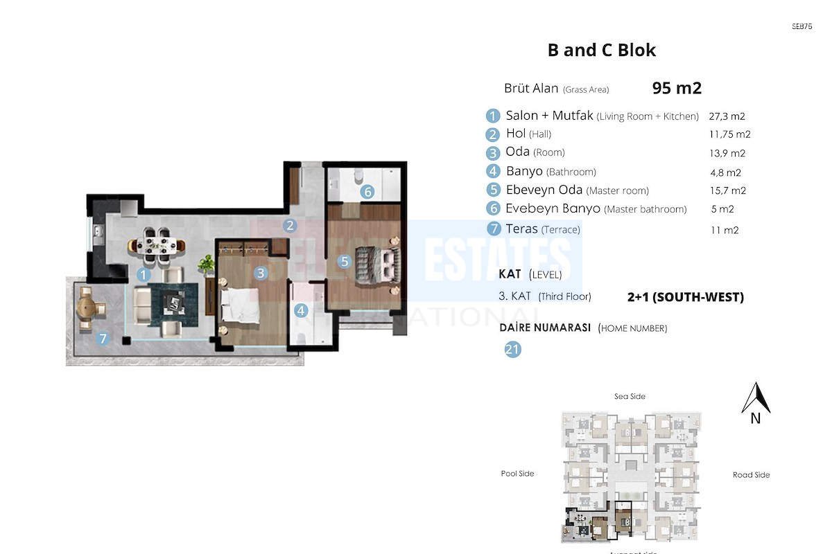 Modern 2+1 in Kyrenia Center