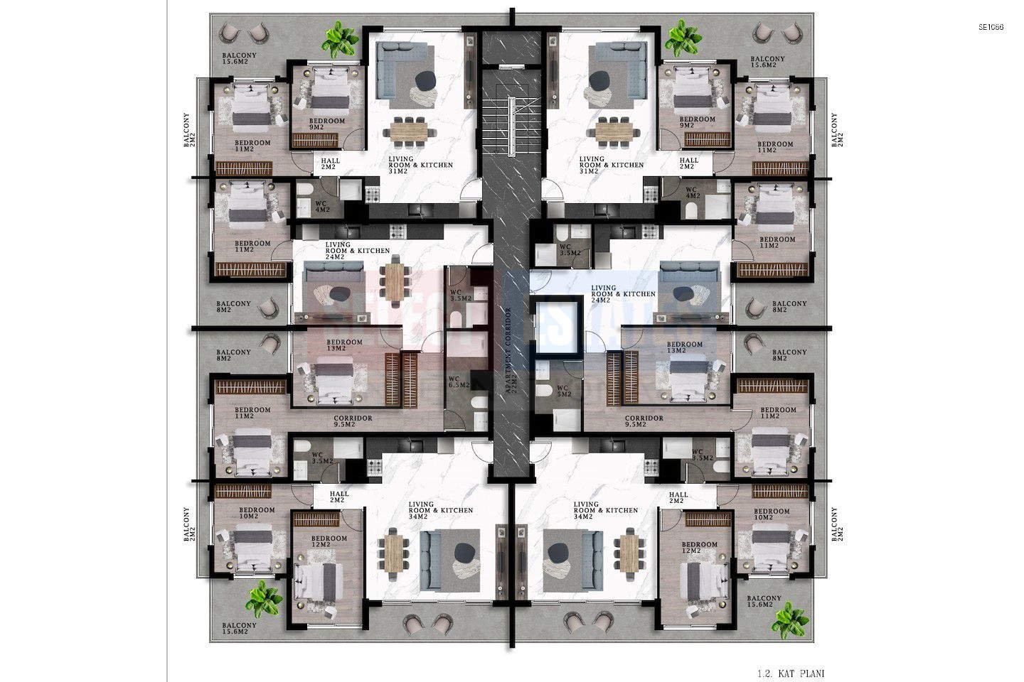 Modern 2+1 Apartment in Tuzla
