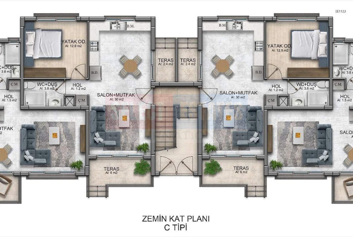 Immediate Delivery Garden Apartment in Lapta