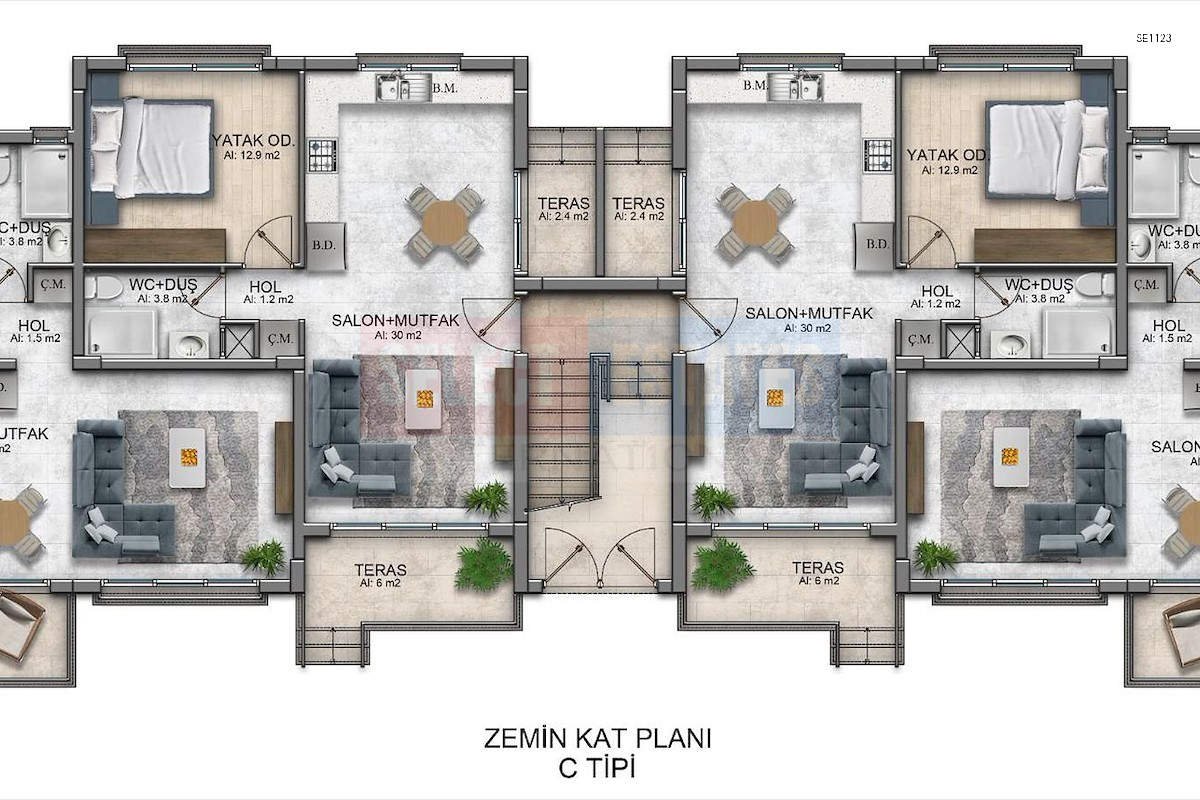 Immediate Delivery Garden Apartment in Lapta