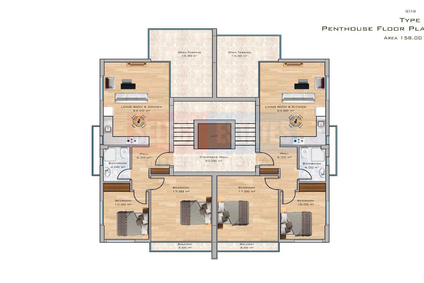 SE1148_014 Ready to Move Penthouse in Kyrenia Center