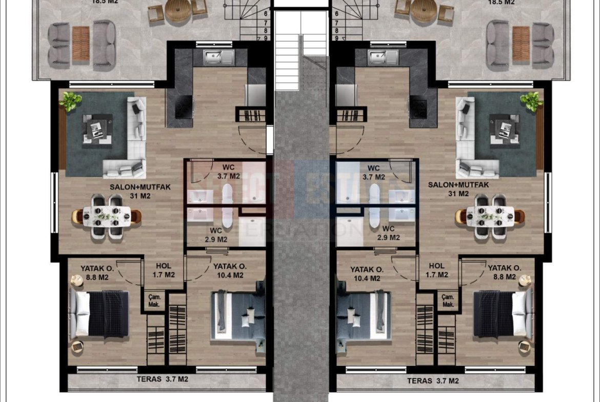 3+1 Apartment with Garden in Lapta