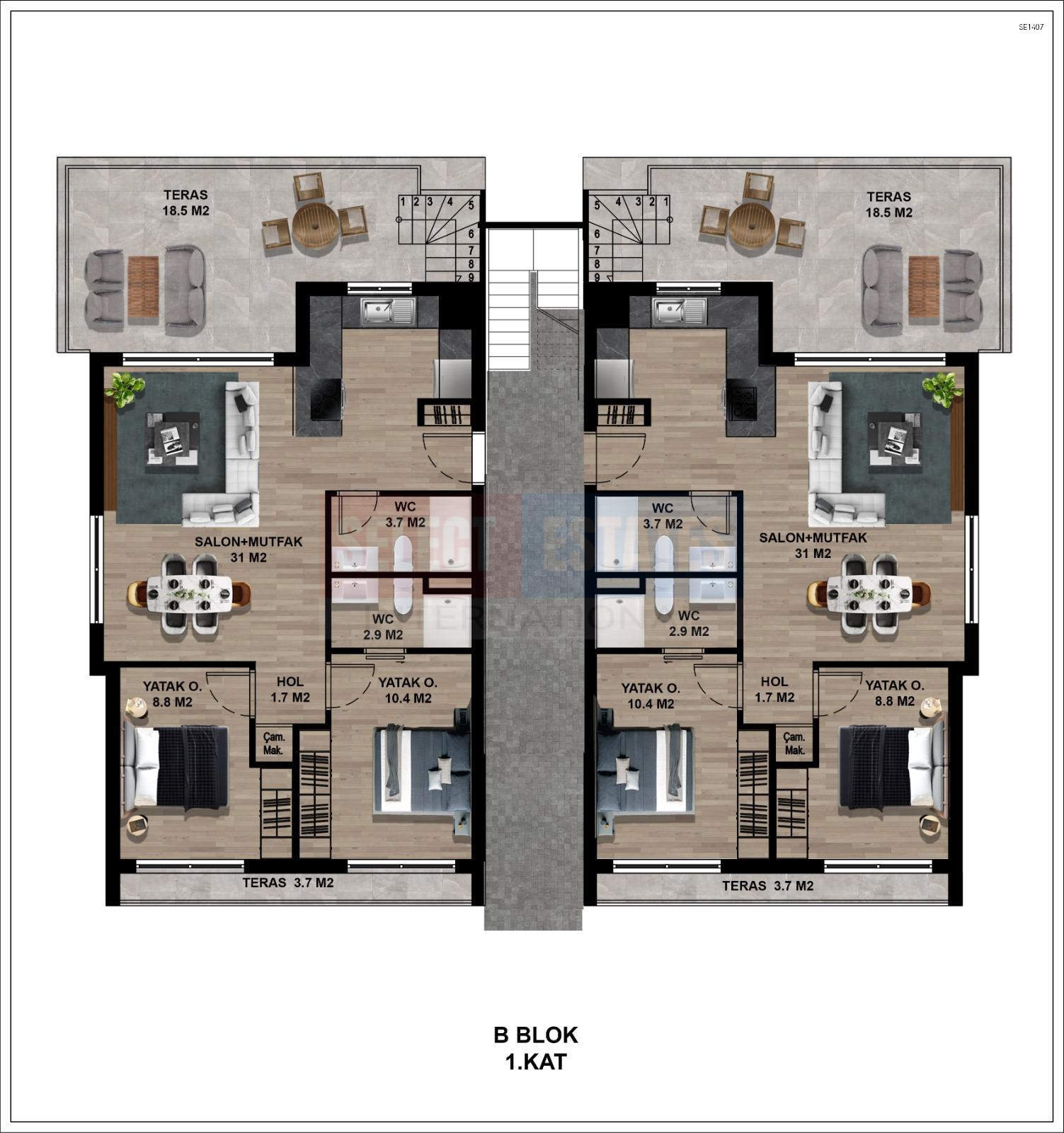 3+1 Apartment with Garden in Lapta