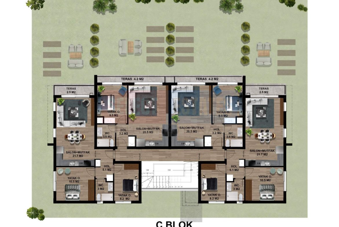 Semi-detached Villa with Terrace in Lapta
