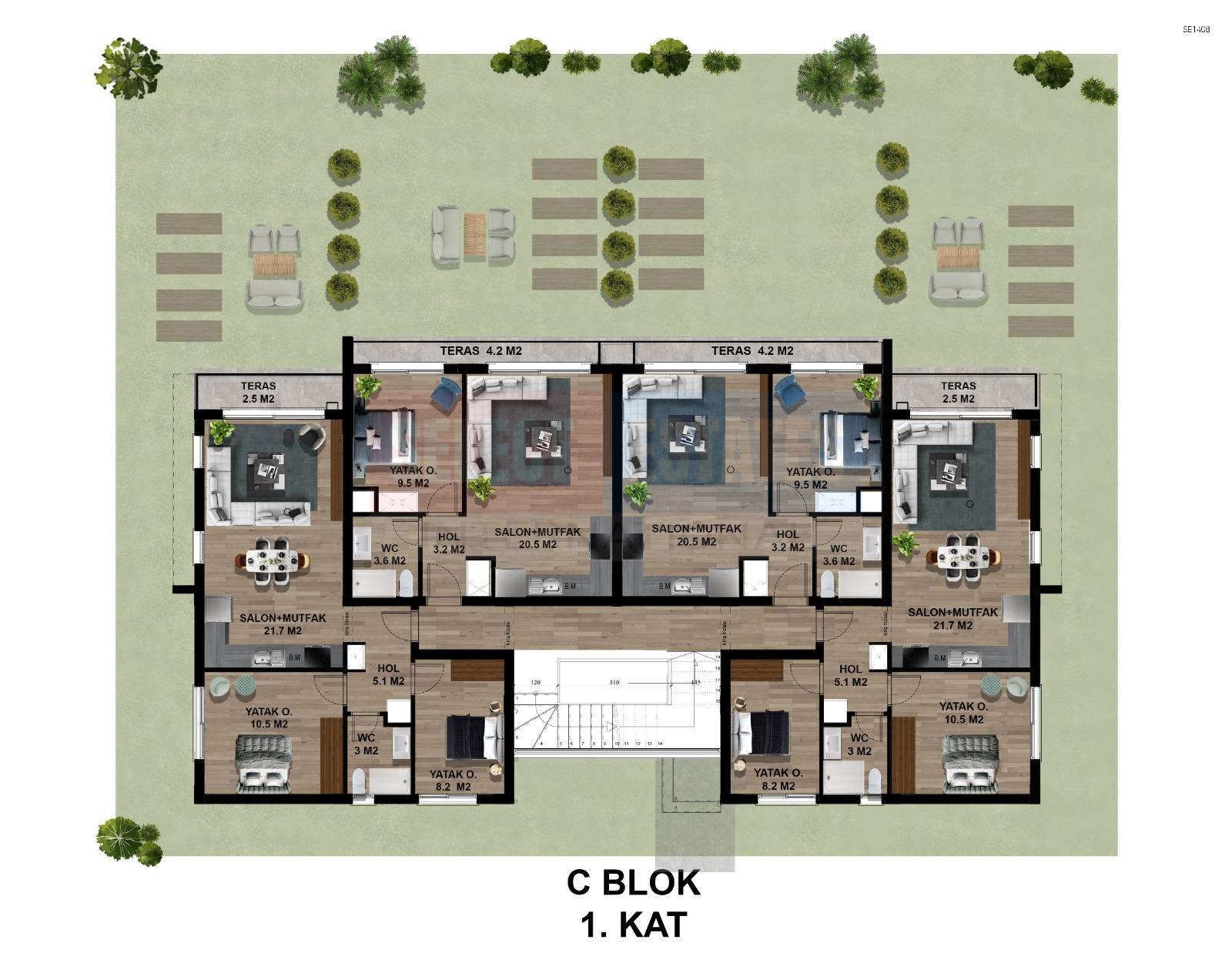 Semi-detached Villa with Terrace in Lapta
