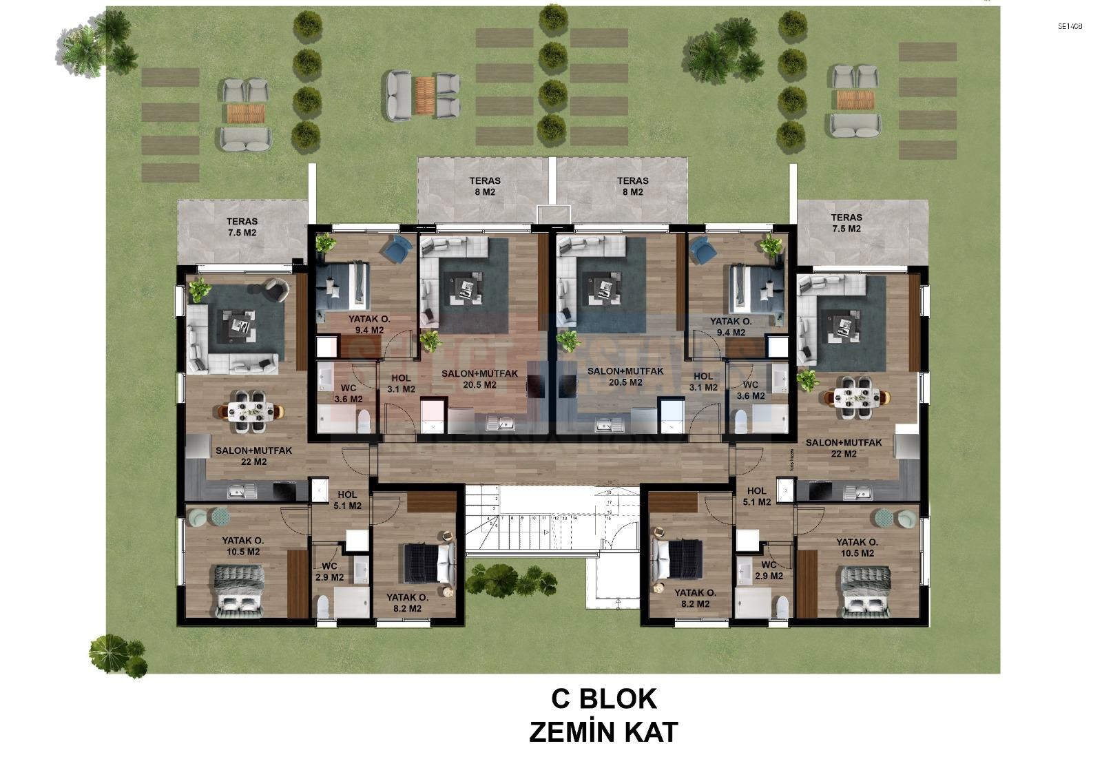 Semi-detached Villa with Terrace in Lapta